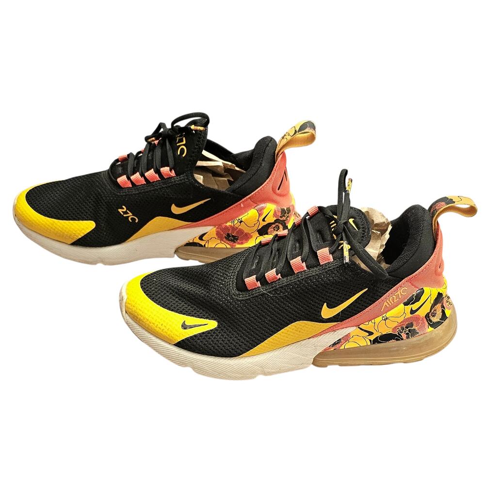 Nike Air Max 270 SE Floral Running Sneaker Shoes Black Yellow Orange Women’s 7
